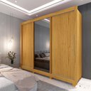 Ver imagem 1 de Guarda-Roupa Casal Majestique 3 Portas 4 Gavetas 100% MDF com Espelho Flex Naturale/Off White - Pnr