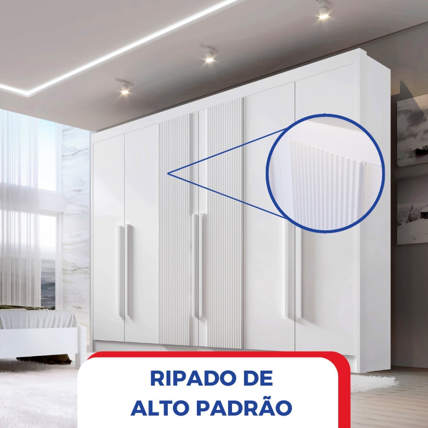 Guarda-roupa Casal MDF Ripado 6 Portas 6 Gavetas Paris Plus  - 9