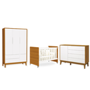 Ver imagem 2 de Quarto de Bebê Berço Evolution + Guarda Roupa 3 Portas + Cômoda Sapateira Elfe Branco Fosco / Savana