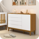 Ver imagem 6 de Quarto de Bebê Berço Evolution + Guarda Roupa 3 Portas + Cômoda Sapateira Elfe Branco Fosco / Savana