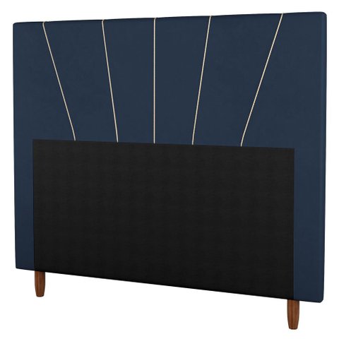 Cabeceira Cama Box Casal Dallas 140cm Veludo Azul - Desk Design