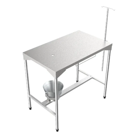 Mesa Veterinária Atendimento/ Cirúrgica 100% Inox com Balde