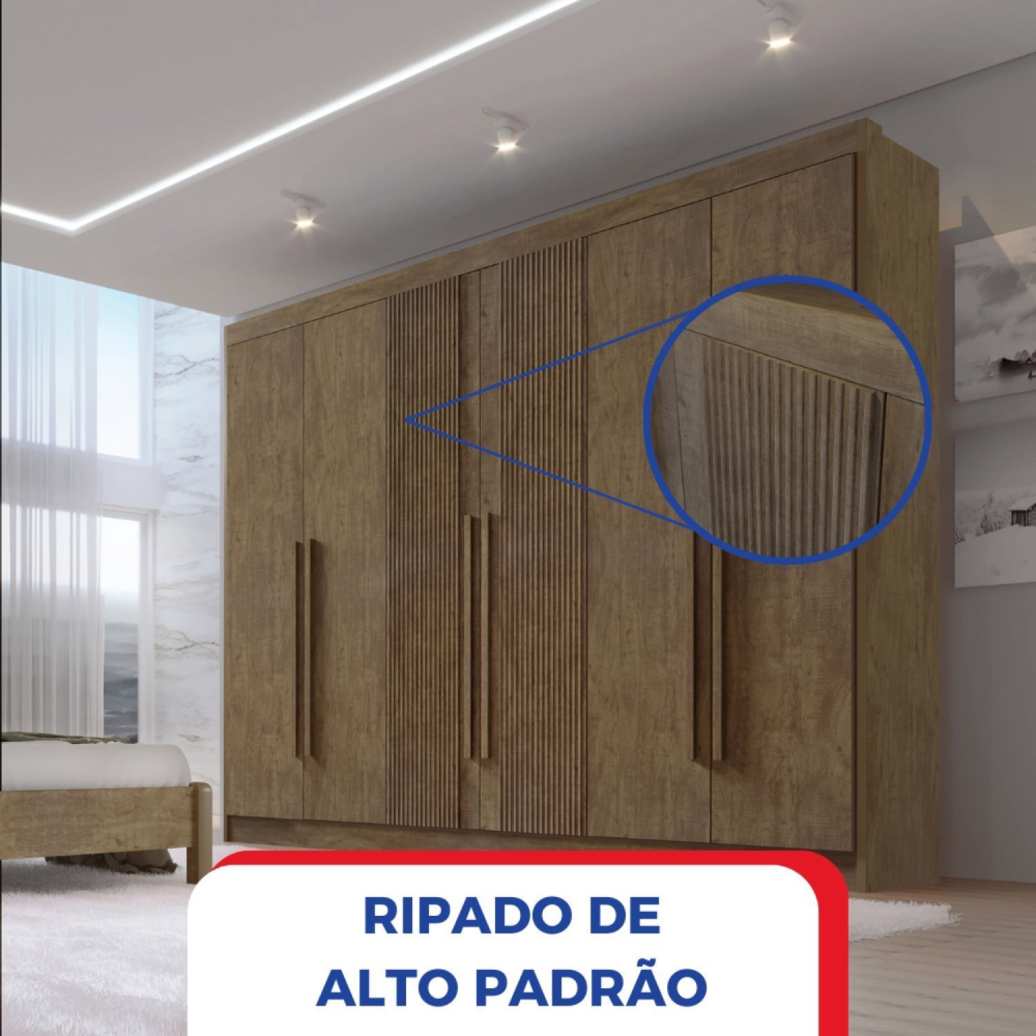 Guarda-roupa Casal MDF Ripado 6 Portas 6 Gavetas Paris Plus  - 9