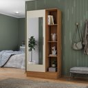 Ver imagem 1 de Sapateira para Quarto 1 Porta com Espelho Espresso Móveis Bege/Cinamomo/Off White