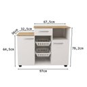 Ver imagem 5 de Fruteira Balcão de Cozinha Multiuso 2 Portas 1 Gaveta 2 Cestos Branco