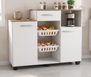 Ver imagem 1 de Fruteira Balcão de Cozinha Multiuso 2 Portas 1 Gaveta 2 Cestos Branco