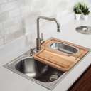 Ver imagem 4 de Torneira Giratória Escovada Aço Inox Misturador Água Fria Quente Monocomando para Bancada de Cozinha