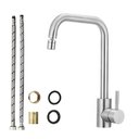 Ver imagem 5 de Torneira Giratória Escovada Aço Inox Misturador Água Fria Quente Monocomando para Bancada de Cozinha