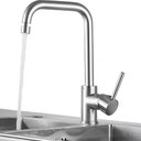 Ver imagem 1 de Torneira Giratória Escovada Aço Inox Misturador Água Fria Quente Monocomando para Bancada de Cozinha