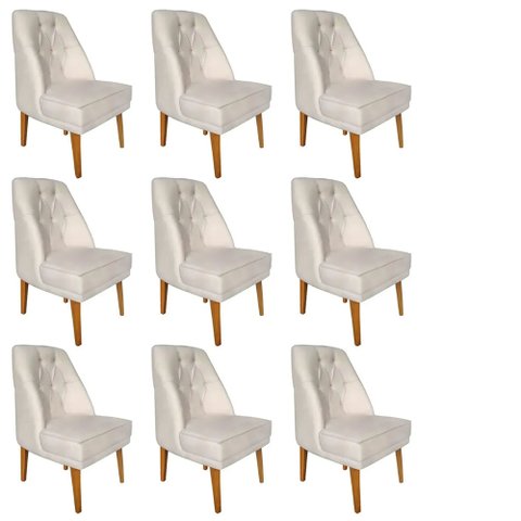 Kit 9 Cadeira Paris Corino Bege - Dominic Decor