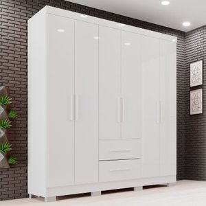 Guarda-roupa Casal 6 Portas 2 Gavetas Estrela Premium