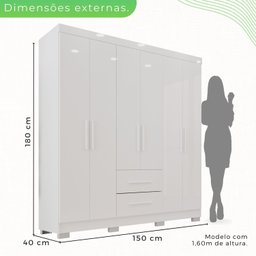 Guarda-roupa Casal 6 Portas 2 Gavetas Estrela Premium - 4