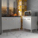 Ver imagem 3 de Armário Cozinha Gabinete Pia de 120 Cm Aline e Balcão Jane para Forno Elétrico ou Microondas Branco