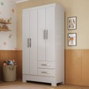 Ver imagem 1 de Guarda Roupa Infantil 4 Portas e 2 Gavetas Amy Espresso Móveis Branco
