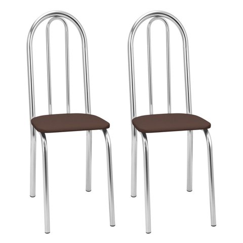 Kit 2 Cadeiras para Cozinha CC55 - A109 Cinza/Cromado/Marrom