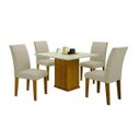 Ver imagem 2 de Mesa Napoli 90x90 Freijó Tampo Off C/vidro 4 Cadeiras Leifer