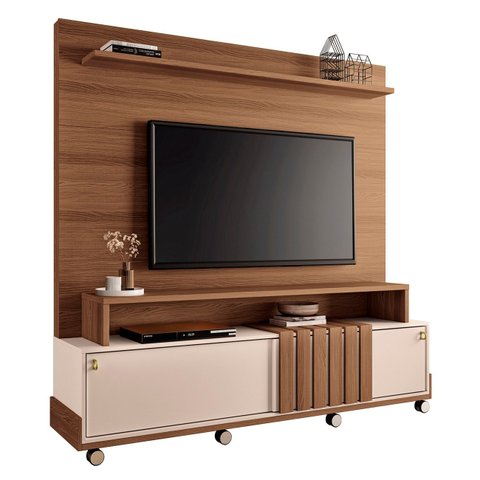 Estante Painel de Tv 65 Pol 180cm Cloe H01 Castanho/off White - Mpozenato