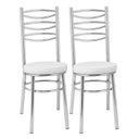 Ver imagem 1 de Kit 2 Cadeiras Cromadas CC34 - A102 Cinza/Cromado/Branco