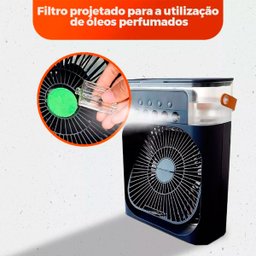 Mini Climatizador de Ar com Reservatório para Água e Gelo com Led Variado - 4 Mini Climatizador de Ar com Reservatório para Água e Gelo com Led Variado - 4