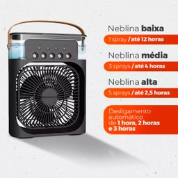 Mini Climatizador de Ar com Reservatório para Água e Gelo com Led Variado - 3 Mini Climatizador de Ar com Reservatório para Água e Gelo com Led Variado - 3