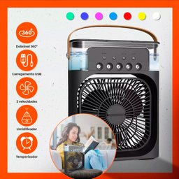 Mini Climatizador de Ar com Reservatório para Água e Gelo com Led Variado - 2 Mini Climatizador de Ar com Reservatório para Água e Gelo com Led Variado - 2