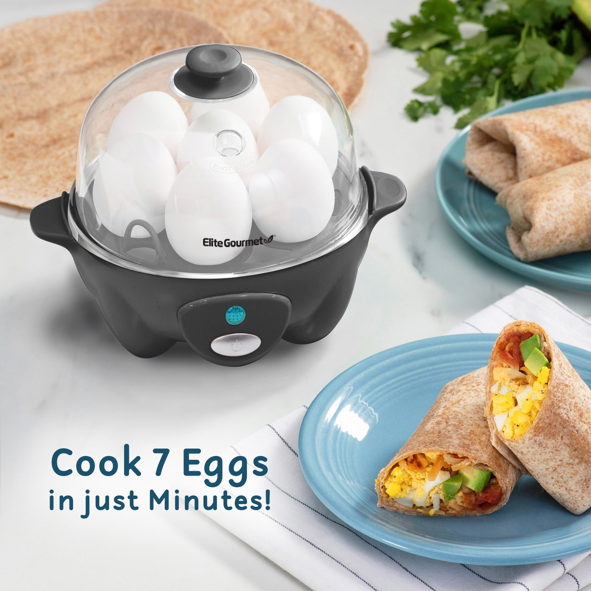 Elite Gourmet Egg Cooker Rápido com Capacidade para 7 Ovos (cor Ash) - 5