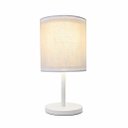 Ver imagem 1 de Luminária de Mesa Cúpula Dupla Linho Pérola Base Branca Slim