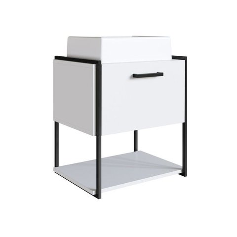 Gabinete para Banheiro Suspenso 50cm P1009 Branco com Cuba