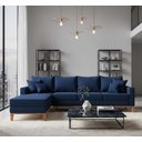 Ver imagem 1 de Sofá Beny com Chaise Esquerda, 1,40x2,60m, 4 Lugares, Linho, Base em Madeira.