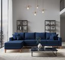 Ver imagem 1 de Sofá Beny com Chaise Esquerda, 1,40x2,60m, 4 Lugares, Linho, Base em Madeira.