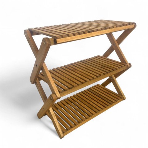 Estante Sanfonada Multiuso Dobrável 3 Prateleiras Floreira de Madeira - Maju Madeiral