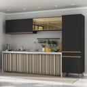 Ver imagem 1 de Armário Cozinha Modulada Compacta com Vidros 302cm 3 Peças Veneza Multimóveis Mp2299
