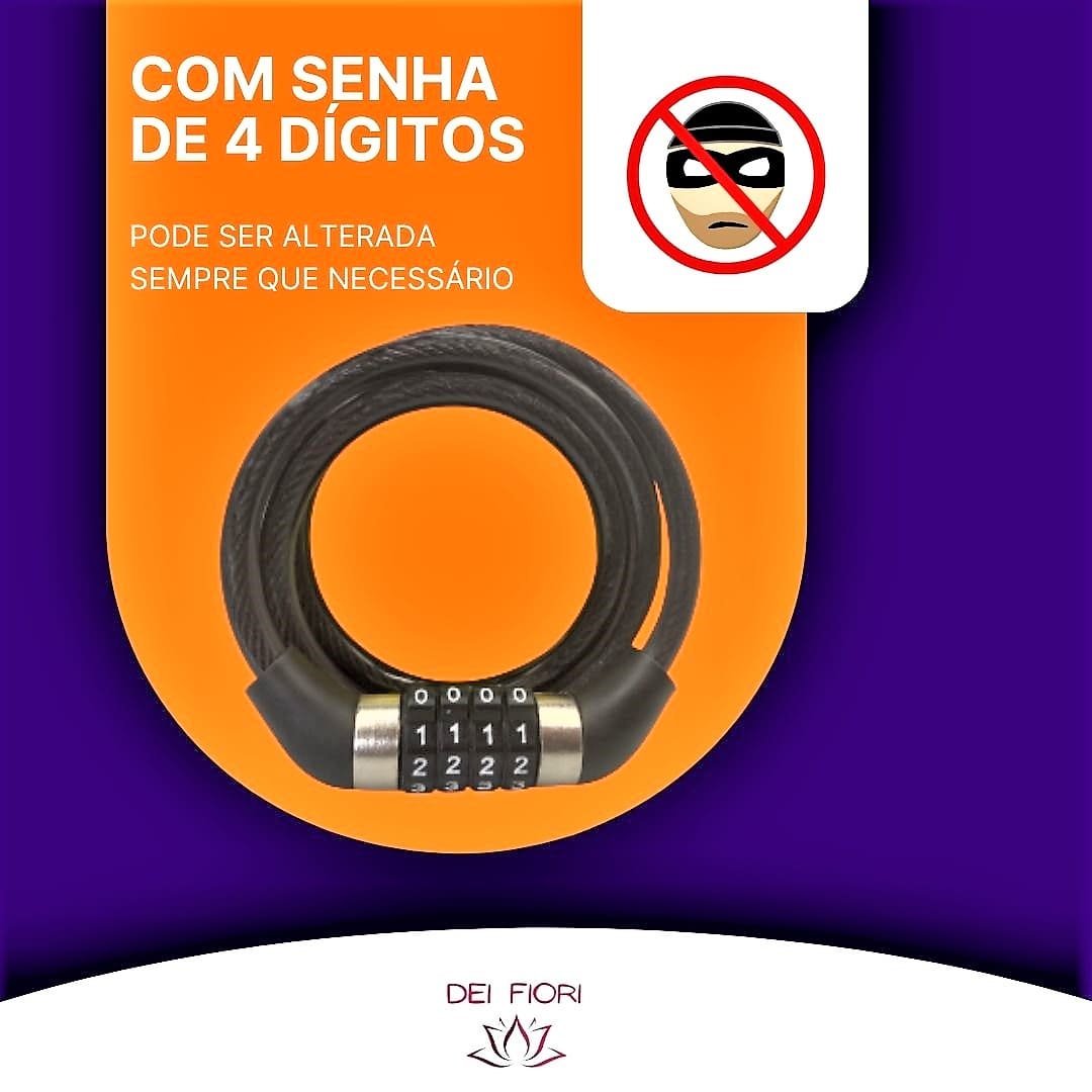 Corrente Cadeado Segurança Antifurto com Senha Segrego para Bicicleta Estepe 1 Metro X 2,5 Cm Forte - 8