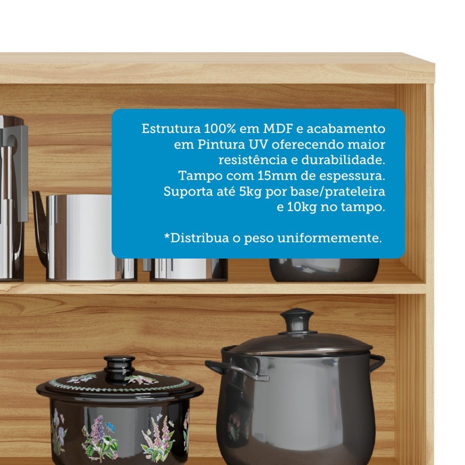 Cozinha Modulada Compacta 2 Peças 6 Portas 2 Gavetas com Tampo e Vidro Reflecta 100% Mdf Itália Espr - 4