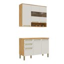 Ver imagem 2 de Cozinha Compacta 100% Mdf 2 Peças 6 Portas 2 Gavetas com Tampo e Vidro Itália Espresso Móveis