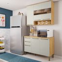 Ver imagem 1 de Armário de Cozinha Compacta Modulada 2 Peças 6 Portas com Tampo e Vidro 100% MDF Itália Espresso Móveis Bege/Amêndoa/Off White