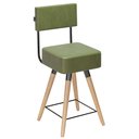 Ver imagem 1 de Banqueta Cadeira Decorativa Barcelona 73cm com Encosto Corano Verde - Desk Design