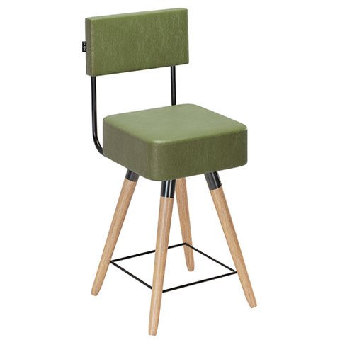 Banqueta Cadeira Decorativa Barcelona 73cm com Encosto Corano Verde - Desk Design
