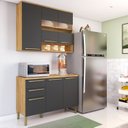 Ver imagem 1 de Armário de Cozinha Compacta Modulada 2 Peças 6 Portas com Tampo e Vidro 100% MDF Itália Espresso Móveis Cinza/Amêndoa/Chumbo