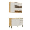 Ver imagem 3 de Armário de Cozinha Compacta Modulada 2 Peças 6 Portas sem Tampo com Vidro 100% MDF Itália Espresso Móveis Bege/Amêndoa/Off White