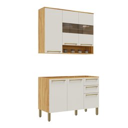 Cozinha Modulada Compacta 2 Peças 6 Portas 2 Gavetas sem Tampo com Vidro Reflecta 100% Mdf Itália Es - 2