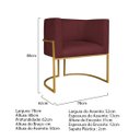 Ver imagem 5 de Kit Divã Luna 160cm Lado Esquerdo e 02 Poltronas Base de Ferro Dourado Suede Adj Decor Bordô