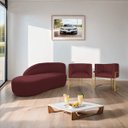 Ver imagem 2 de Kit Divã Luna 160cm Lado Esquerdo e 02 Poltronas Base de Ferro Dourado Suede Adj Decor Bordô