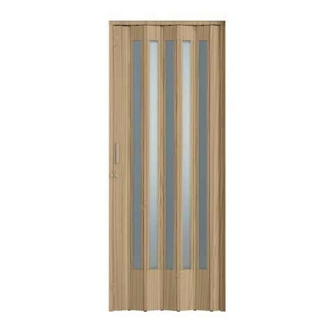 Porta Sanfonada de PVC 210cm x 72cm Plastporta Bcf Marrom/Carvalho Prata com Translucido