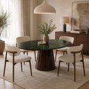 Ver imagem 4 de Mesa de Jantar Cone Oval 180x100 cm Tampo Mármore Verde Guatemala Base Laca Marrom Cacau