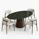 Ver imagem 3 de Mesa de Jantar Cone Oval 180x100 cm Tampo Mármore Verde Guatemala Base Laca Marrom Cacau