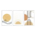 Ver imagem 1 de Jogo 3 Quadros Decorativos Abstrato Sol Boho Formas para Sala