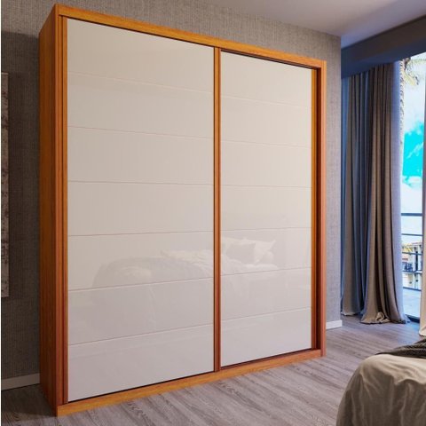 Guarda Roupa Solteiro Titan 2 Portas de Correr 2 Gavetas MDF Naturale-Off 138cm Bom Pastor Móveis