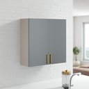 Ver imagem 1 de Armário Aéreo 2 Portas 80cm 100% MDF Dobradiças Slow Motion Essence Itatiaia Cinza/Fendi/Gris