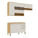 Ver imagem 3 de Armário de Cozinha Compacta Modulada 3 Peças 7 Portas sem Tampo com Vidro 100% MDF Itália Espresso Móveis Bege/Amêndoa/Off White